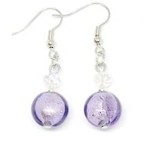 Murano Glass Bead Earrings - Mare (Lilac/Silver)