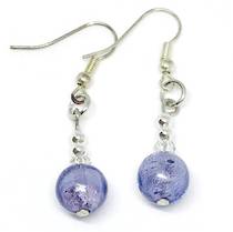 Murano Glass Bead Earrings - Oceano (Lilac-silver foil)