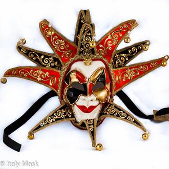 Masquerade Mask - Royal Joker Red Black 2