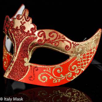 Masquerade Mask - Stella Gold Red