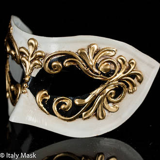 Masquerade Mask - Occhi Black White Gold