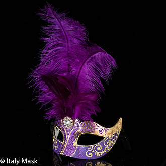 Masquerade Mask - Star Gold Purple (Feather)