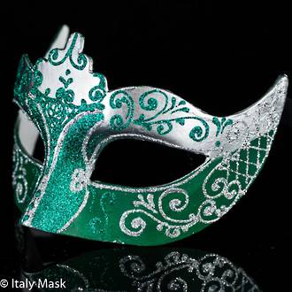 Masquerade Mask - Stella Silver Green