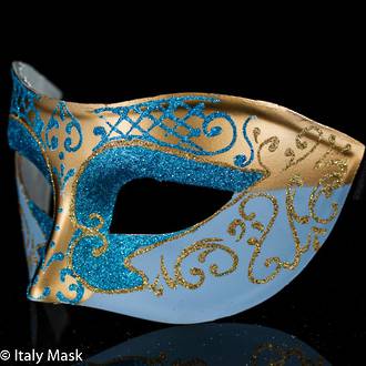 Masquerade Mask - Decor Gold-Aqua