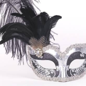 Masquerade Mask - Can Can Silver Black (Feather) 2