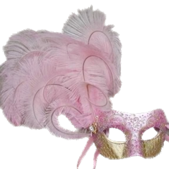 Venetian Masquerade Feather Mask - Ciuffo Cloud (Pink)