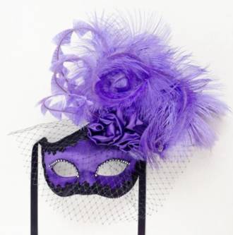 Venetian Masquerade Feather Mask - Ciuffo Dolce Rosa (Purple)