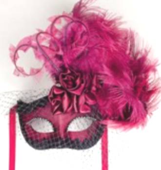 Venetian Masquerade Feather Mask - Ciuffo Dolce Rosa (Raspberry)