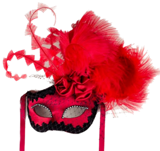 Venetian Masquerade Feather Mask - Ciuffo Dolce Rosa (Red)
