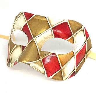 Masquerade Mask - Rombi Gold-Red