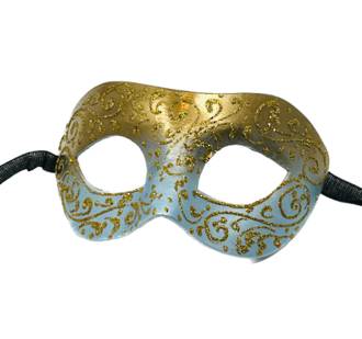 Masquerade Mask - Decor Gold-Pale Blue