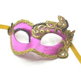Masquerade Mask Paradiso - Pink with Gold Macrame