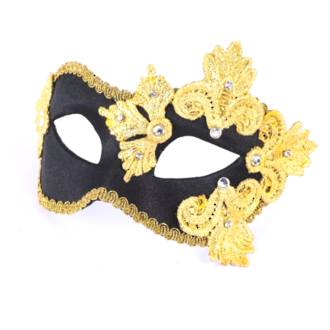 Masquerade Mask Paradiso - Black with Gold Macrame