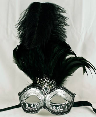 Masquerade Mask - Sisi Silver Black (Feather) (1)