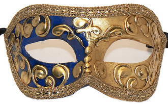 Masquerade Mask - Mezza Gold-Blue