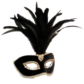 Masquerade Mask - Black Velvet (Feather) (2)