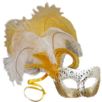 Venetian Masquerade Feather Mask - Ciuffo Cloud (Yellow)