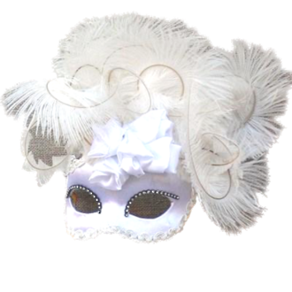 Venetian Masquerade Feather Mask - Ciuffo Cloud (White)