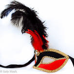 Masquerade Mask - Velvet Red-Black (Feather)
