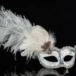Masquerade Mask - Can Can Silver White (Feather) (2)