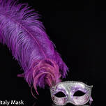 Masquerade Mask - Can Can Silver Purple (Feather)
