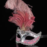 Masquerade Mask - Sisi Silver Pink (Feather) 2