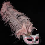Masquerade Mask - Can Can Silver Pink (Feather) (2)