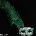 Masquerade Mask - Can Can Silver Green (Feather) (1)