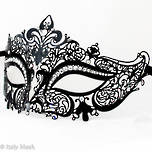 Metal Filigree Masquerade Mask - Diana (Black)