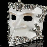 Masquerade Mask - Bauta Baroque silver/cream