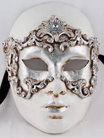 Venetian Carnival/Masquerade Full Face Mask- Volto Baroque Silver