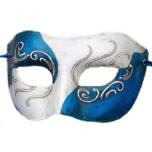Masquerade Mask - Carnevale (Teal/White)