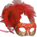Venetian Masquerade Feather Mask - Ciuffo Cloud (Red)