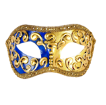 Masquerade Mask - Mezza Gold-Blue