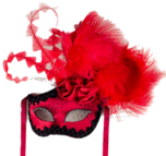 Venetian Masquerade Feather Mask - Ciuffo Dolce Rosa (Red)