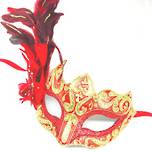 Masquerade Mask - Vin Gold Red (Feather)