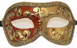 Masquerade Mask - Mezza Gold-Red