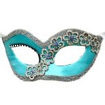 Masquerade Mask Paradiso - Aqua with Gold Macrame Lace