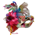 Venetian Masquerade Feather Mask - Colombina Fanfare (1)