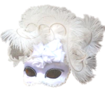 Venetian Masquerade Feather Mask - Ciuffo Cloud (White)