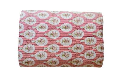 Gorgi French Scarlet Stripe and Flowers 100% Cotton Cot Quilt