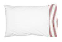 Gorgi Madder Red White with Scarlet Ticking Stripe Cuffed Pillowcase