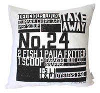 Gorgi In The News Art Cushion by Nikki Apse: White Linen