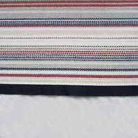 Navy and Red French Stripe Cuff with Navy Gros Grain Cot Flat Sheet