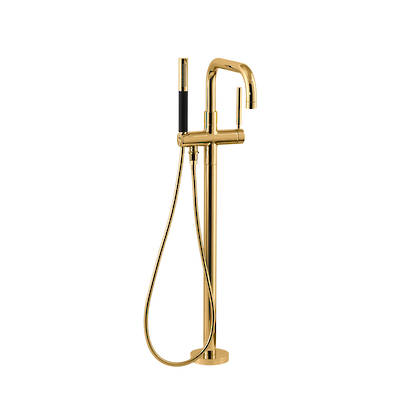 Purist Floor Mount Bath Filler with Mounting Plate Moderne Polished Gold
