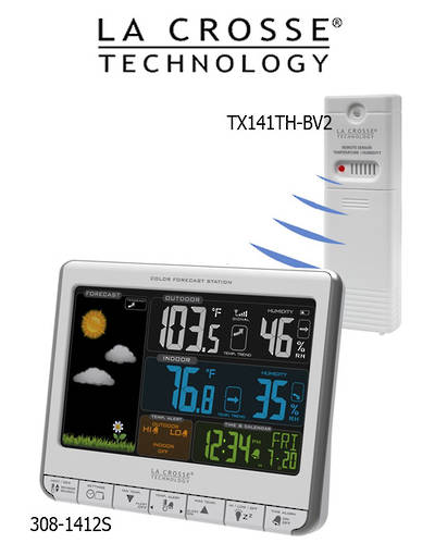 308-1412S La Crosse Colour Weather Station with USB Charging Port
