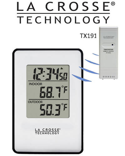 308-1910B La Crosse Black surround Panel Wireless Indoor Outdoor Thermometer