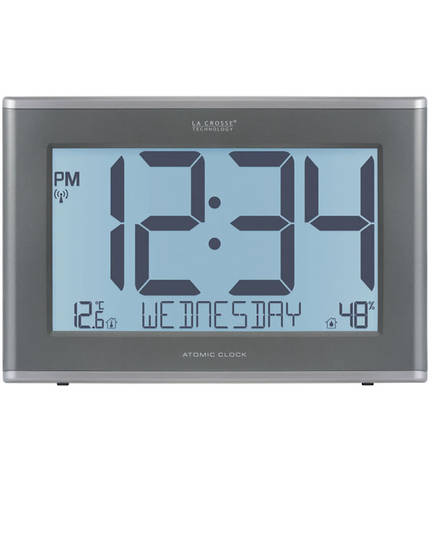 513-21867 Jumbo Wall Clock with Indoor Temp Humidity and Backlight