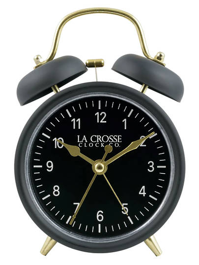 617-3314BG La Crosse Metal Twin Bell Alarm Clock