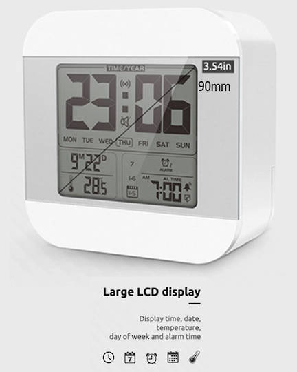 Smart Talking Clock Time and Temperature Speaking (White Colour)